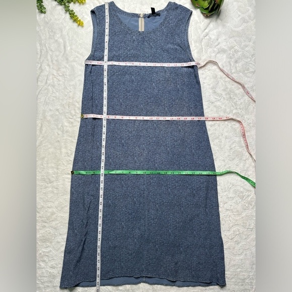 Eileen Fisher Sleeveless Patterned Midi Dress in Slate Blue Womens Large - Picture 12 of 12